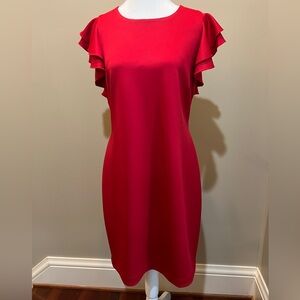 Tommy Hilfiger Red Sheath Dress with Flutter Cap Sleeves